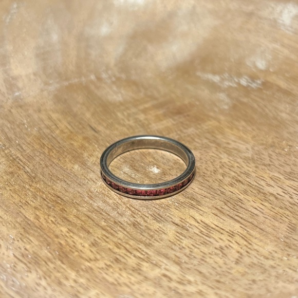 Pink CZ 925 Sterling Silver Stacker Ring - Picture 6 of 13